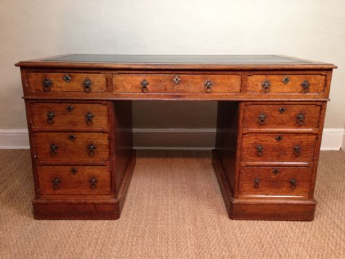 A Victorian Gothic Oak Pedestal Desk C 1880