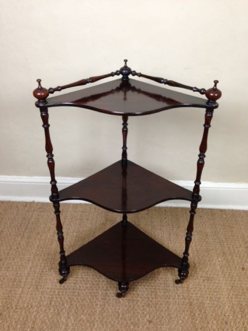 A Victorian Rosewood Corner Whatnot C 1870