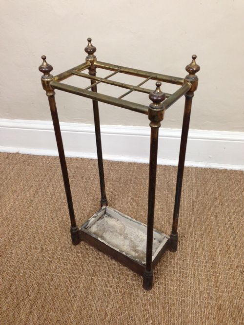 A Victorian Brass Stick Stand with Original Lacquered Finish C 1880