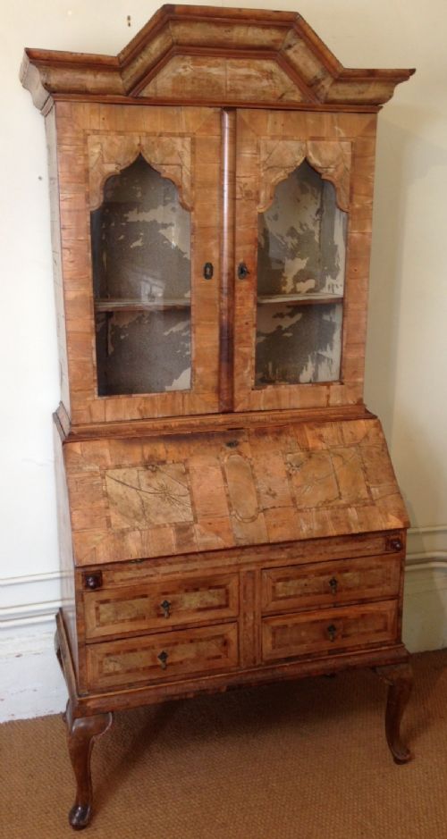 A Late 18th C Austrian Walnut Bureau Bookcase