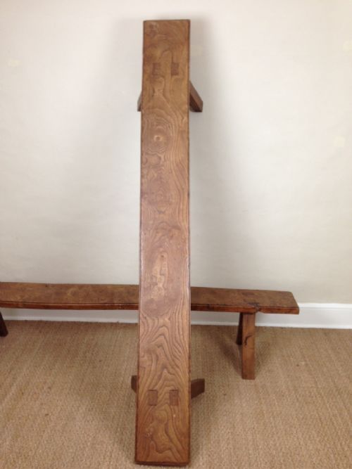 fig 1. A pair of Arts and Crafts elm benches c 1920