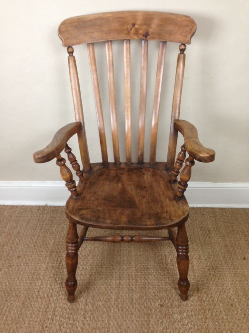 A Late 19th C Lath Back Windsor Armchair