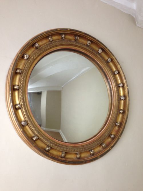 An Early Victorian Gilt Convex Mirror C 1850