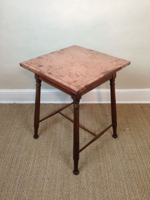 An Arts and Crafts Copper and Walnut Lamp Table C 1895