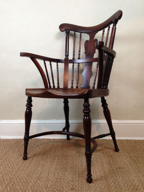 fig 1. A rare Victorian mahogany Windsor armchair c 1900 attributed to William Birch