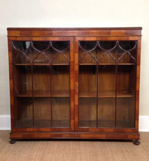 An Edwardian Walnut Glazed Library Bookcase C 1910