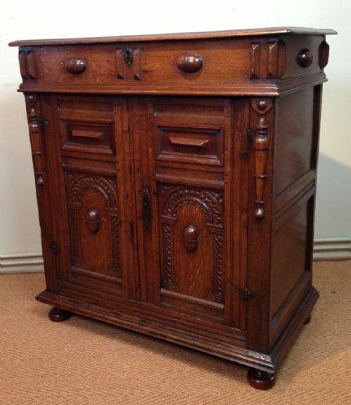 fig 1. A 17th c Anglo Flemish oak side cabinet c 1660
