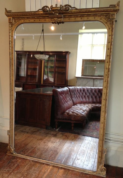 A Large Early Victorian Gilt Overmantel Mirror C 1860