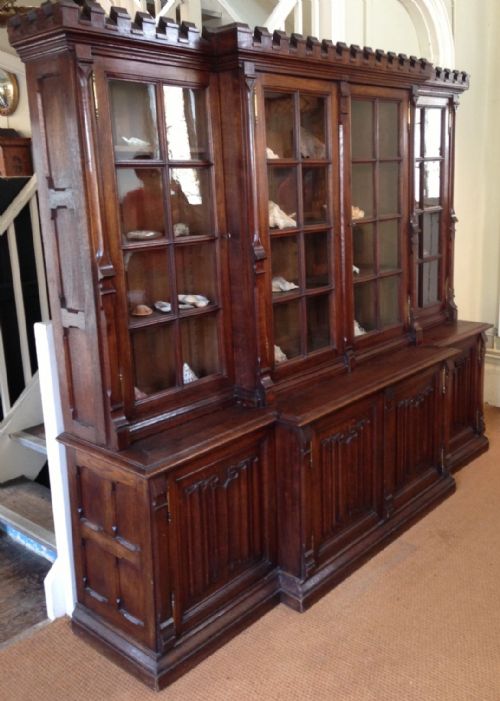 fig 1. A large mid 19th c Gothic oak library bookcase c 1860