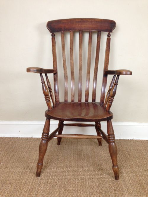 A Late 19th C Lath Back Windsor Armchair