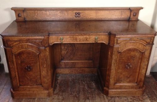 A Victorian Burr Oak Pedestal Sideboard C 1870