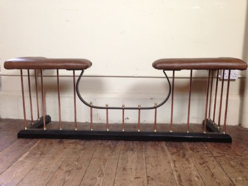 fig 1. A late Victorian iron copper and brass club fender c 1900