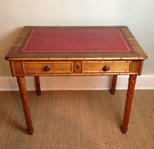 A French Faux Bamboo Birch Wood Writing Table C 1890