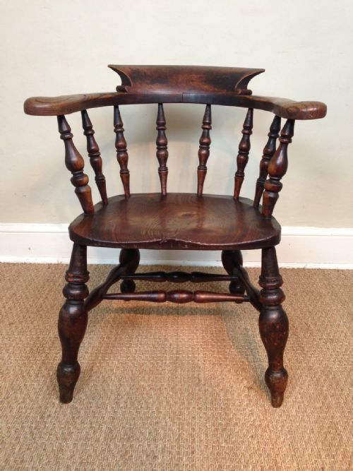 A 19th C Ash and Elm Smokers Bow Chair C 1880