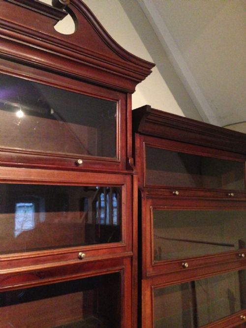 fig 1. An Edwardian mahogany Breakfront Globe Wernicke design Bookcase c 1910