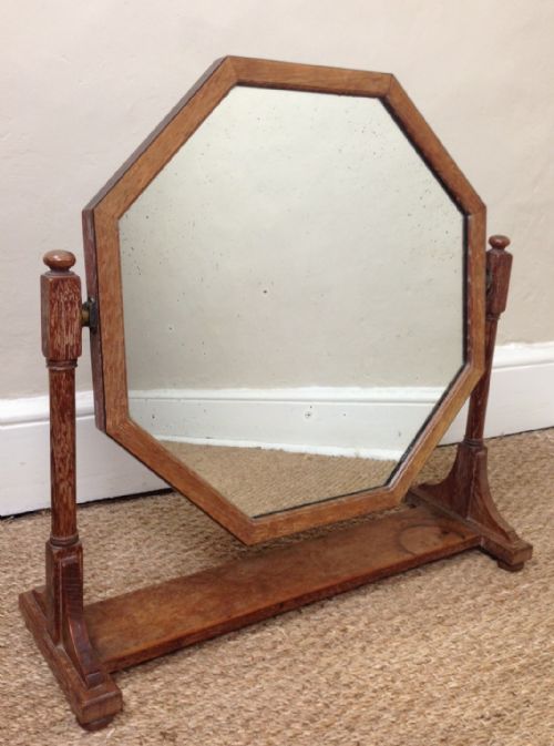 A Heals Oak and Ebony Strung Dressing Table Mirror C 1920
