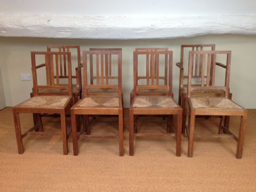 A Set of 8 Heals Limed Oak Dining Chairs C 1930