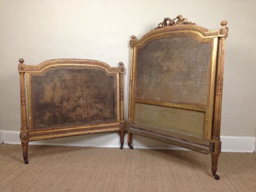 A Victorian Gilt Wood and Caned Bed C 1870