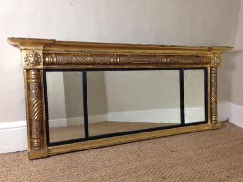 A Regency Gilt Wood Triple Plate Over Mantel Mirror C 1820