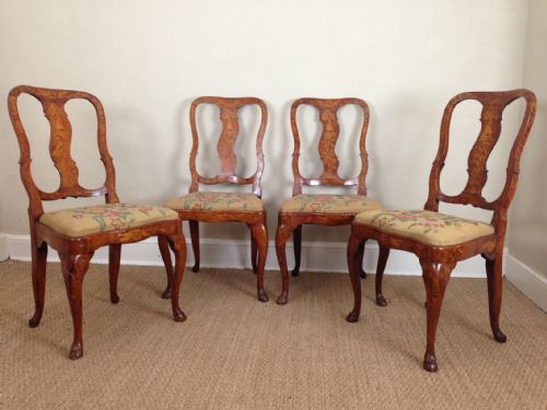 A Set of Four Dutch Marquetry Chairs C 1790