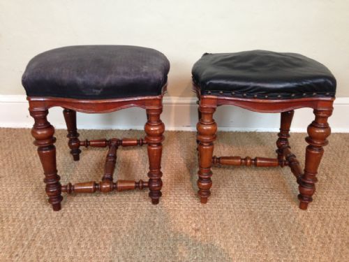 fig 1. A pair of Victorian walnut stools c 1860 