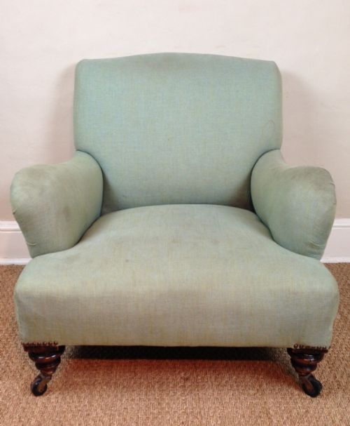 fig 1. A Victorian Howard style chair c 1900 on turned legs