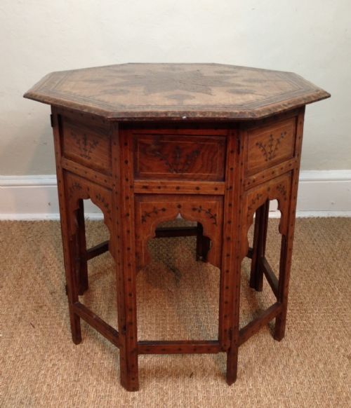 fig 1. A large Hoshiapur brass inlaid octagonal table c 1890