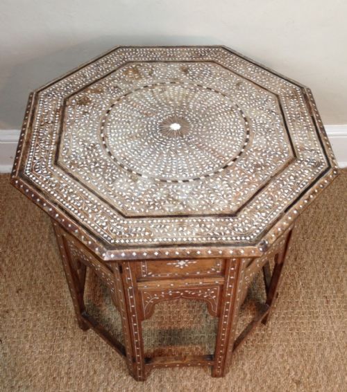 fig 1. A large Hoshiapur bone inlaid table c 1890
