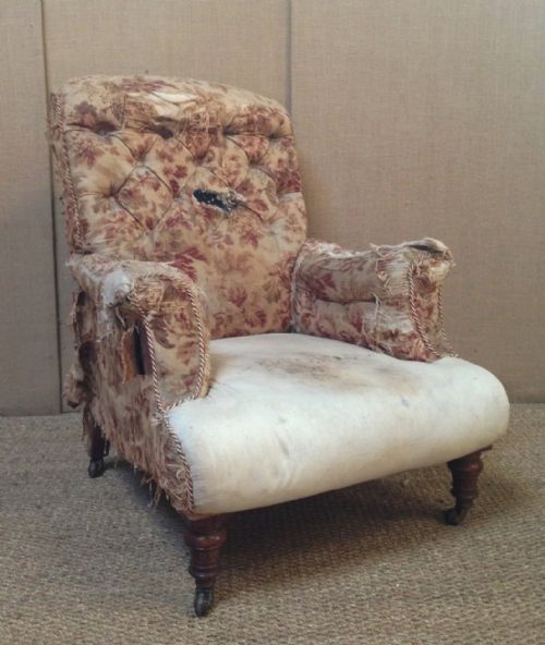 A Victorian Walnut Armchair C 1890 for Re Upholstery