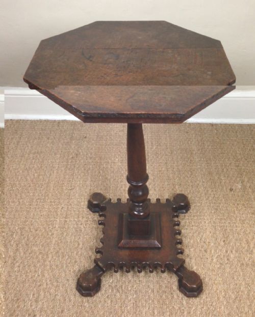 An Unusual Mid 19th C Oak Lamp Table