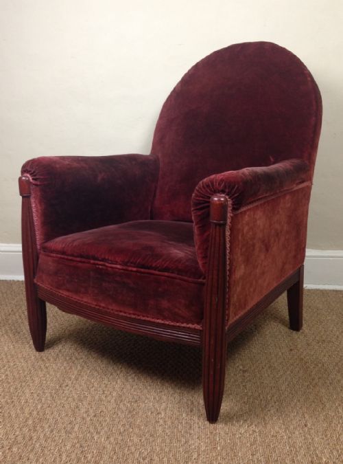 A Stylish Mahogany and Velvet Armchair C 1910