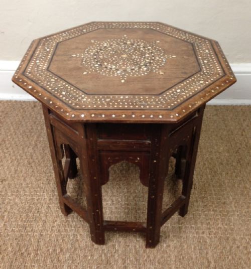 A Hoshiapur Octagonal Bone Inlaid Table C 1890