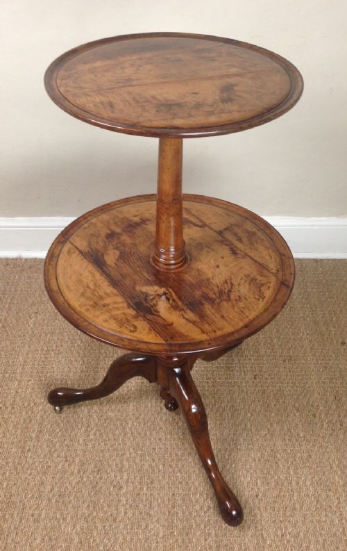 An Unusual Victorian 2 Tier Burr Oak Dumb Waiter C 1860