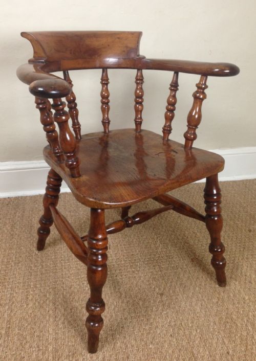 A Rare Yew Wood Captains Chair C 1880
