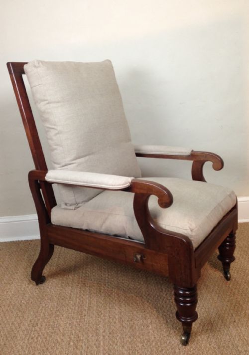 A Rare Mid 19th C Mahogany Campaign Chair C 1840