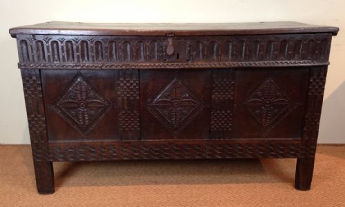 fig 1. A Charles 11 Devon oak coffer c 1660