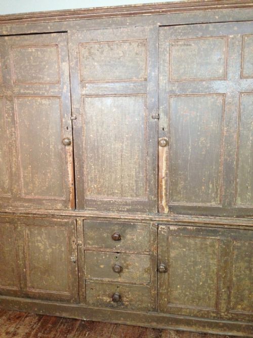 fig 1. A large Georgian lichen green painted Housekeepers Cupboard c 1820