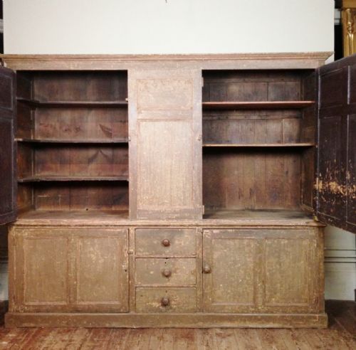 fig 2. A large Georgian lichen green painted Housekeepers Cupboard c 1820