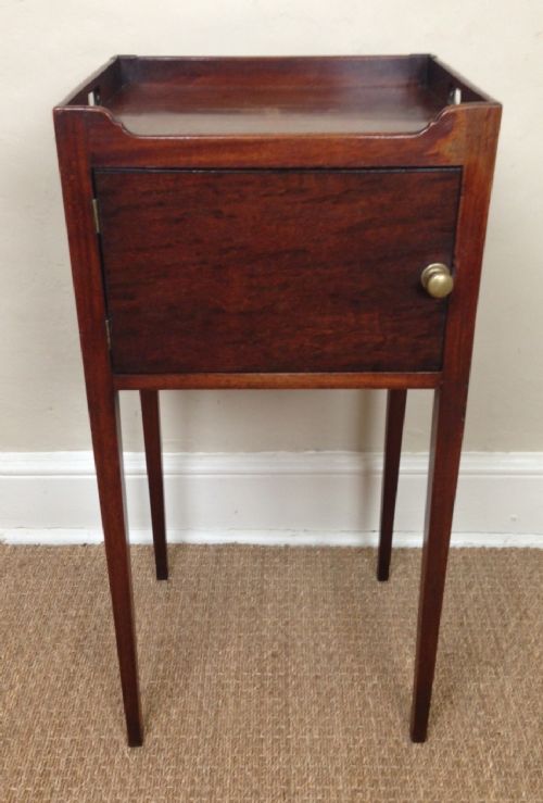 A George 111 Mahogany Tray Top Bedside Cupboard C 1800