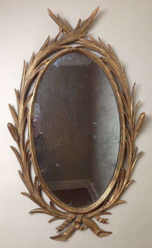 A George 111 Gilt Wood Carved Oval Mirror C 1770