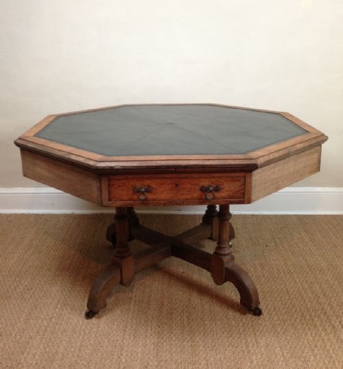 A Victorian Gothic Oak Octagonal Library Table C 1870