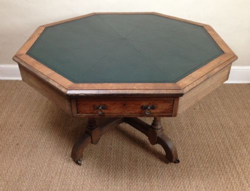 fig 1. A Victorian Gothic oak octagonal library table c 1870