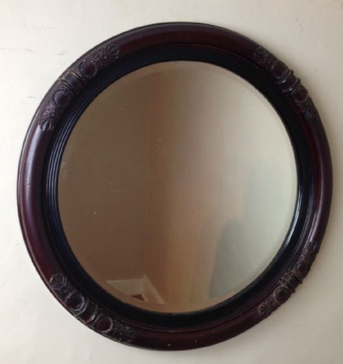 A Large Late Victorian Circular Ebonised Mirror C 1890
