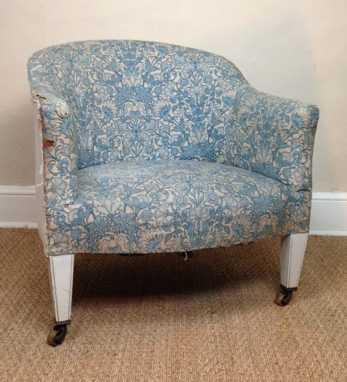 A Late Victorian Painted Tub Chair with Original Fabric C 1890