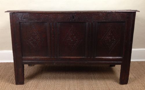 A Late 17th C Carved Oak Coffer