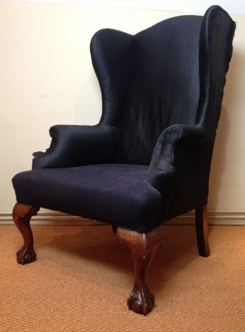 A Late Victorian Walnut Wing Armchair C 1890 in Georgian Style