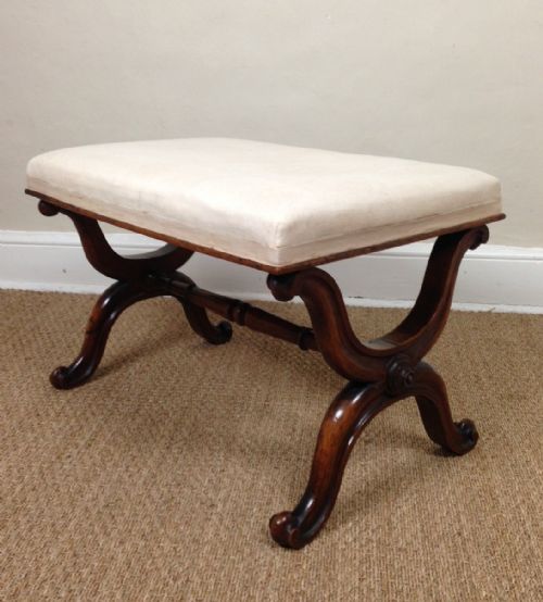 A Large Early Victorian Walnut Stool C 1840