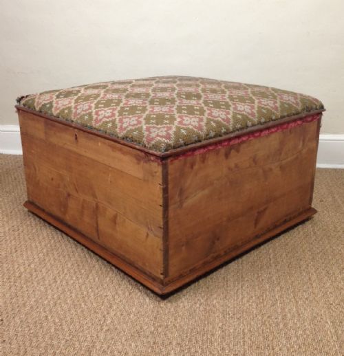 A Large Victorian Tapestry Ottoman with Original Needlework Top C 1870