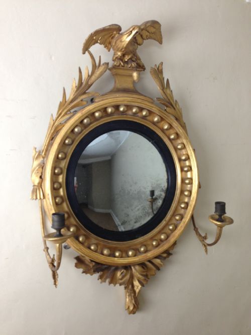 A Small Regency Giltwood Convex Mirror C 1815