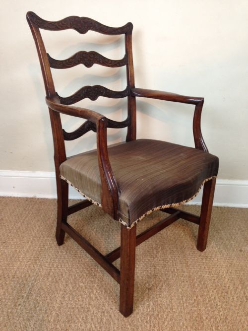 A Large George 111 Mahogany Ladder Back Armchair C 1790